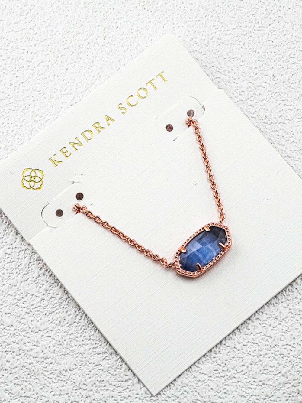 Kendra Scott Rose Gold Chain Necklace with Blue Stone